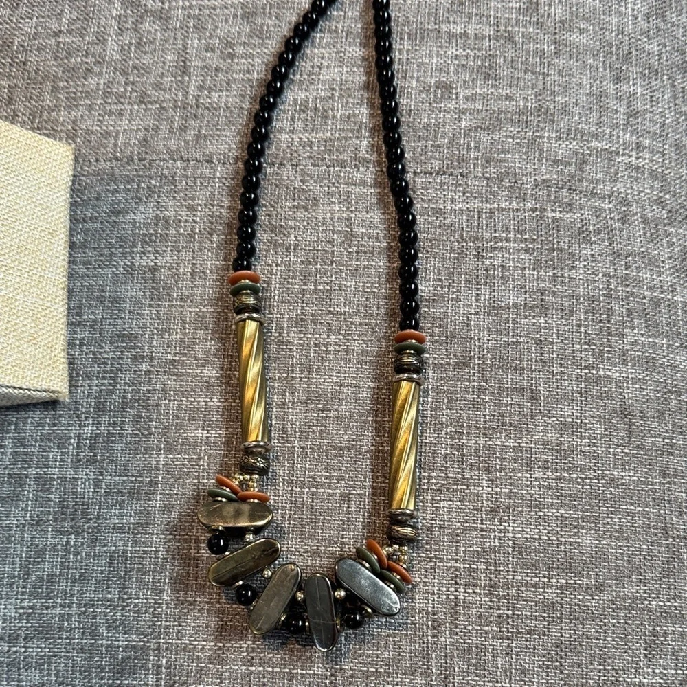 Vintage Black and Gold Statement Necklace